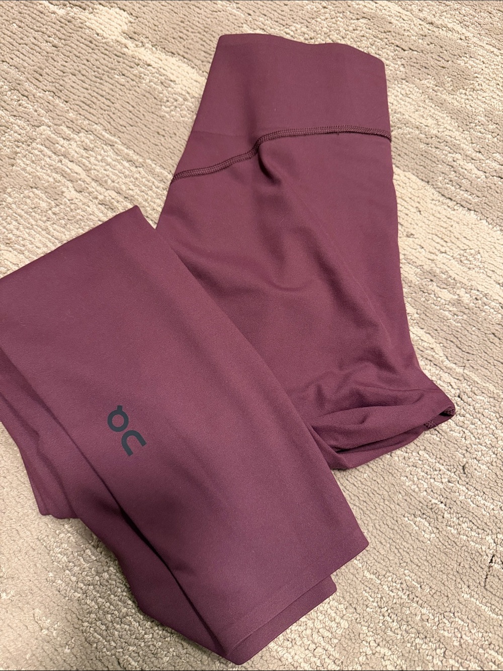 On Running womens Maroon Leggings with Subtle Logo